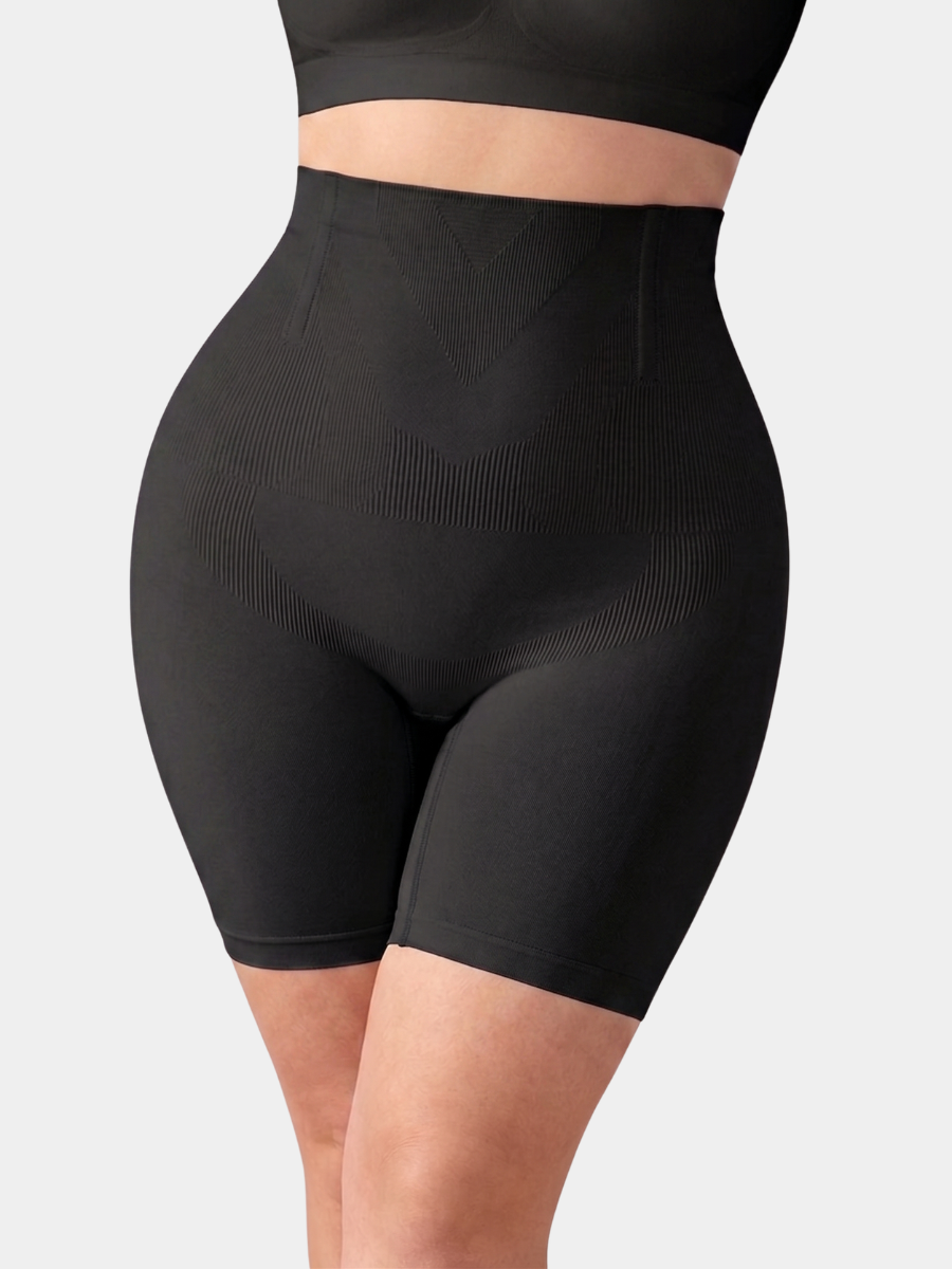Détail de la taille haute du short gainant Freebala noir