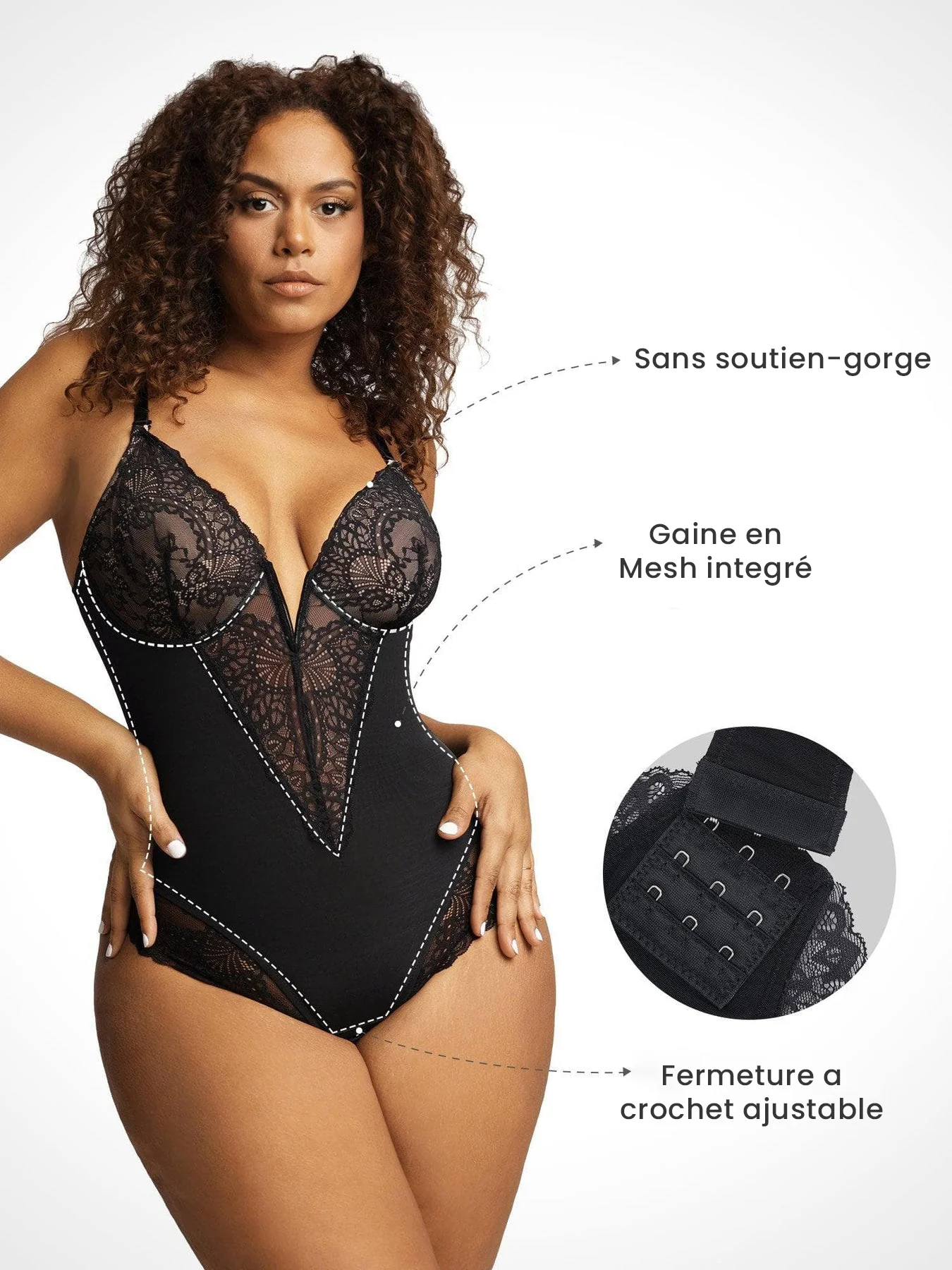 Body Gainant Sculptant à Dentelle